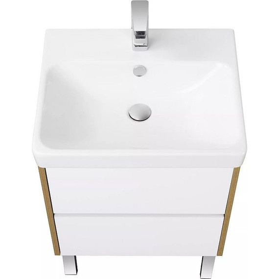 Тумба подвесная с раковиной Акватон Сканди 70 см 1A2518K0SDZ90, белый/дуб рустикальный - фото 6