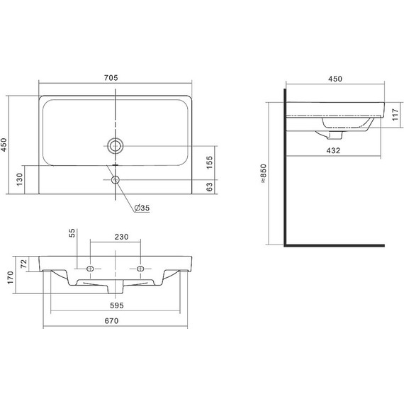 Тумба подвесная с раковиной Акватон Сканди 70 см 1A2518K0SDB20, белый/дуб верона - фото 13
