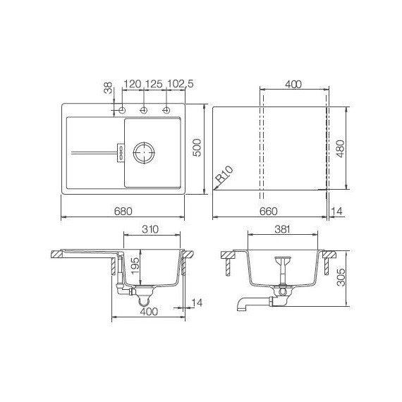 Кухонная мойка Schock Horizont 40D Small 700093, аворио - фото 2