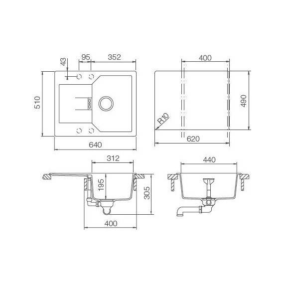 Кухонная мойка Schock Manhattan 40D 700560, лунный камень - фото 3