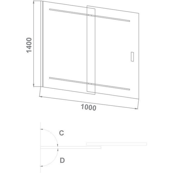 Шторка для ванны Bas Screen SL-100-C-B 1000х1400 мм, чёрный/прозрачное - фото 2