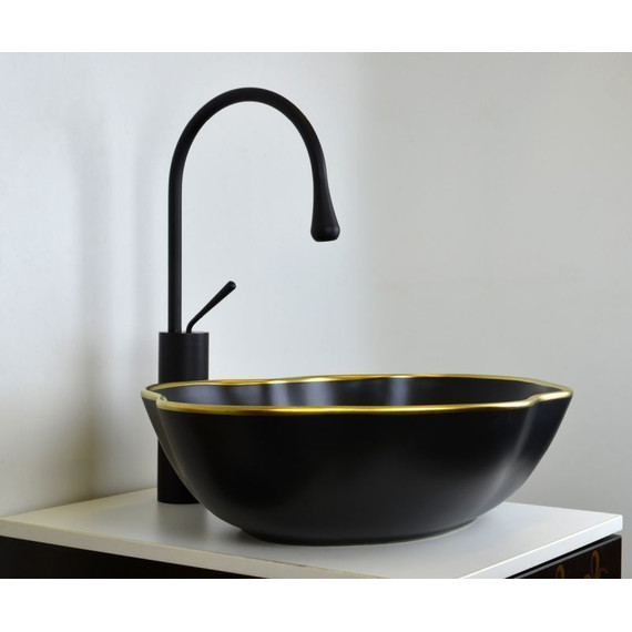 Раковина-чаша Bronze de Luxe 50 см 1395, черный/золото - фото 4