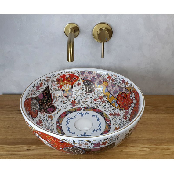 Раковина-чаша Bronze de Luxe Festival 40 см 2231, красная с орнаментом - фото 5