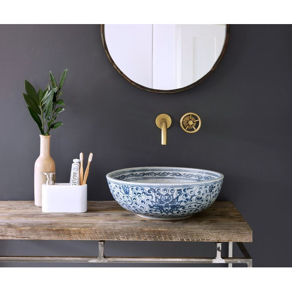 Раковина-чаша Bronze de Luxe Melody 40 см 2241, синий/искусственное состаривание - фото 4