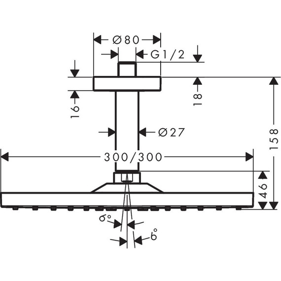 Верхний душ Hansgrohe Raindance E 300 1jet 26250340, латунь, черный хром - фото 2