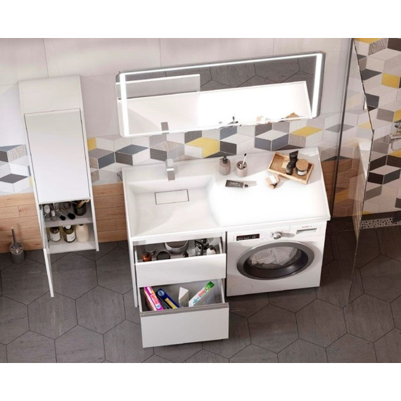 Тумба напольная с раковиной-столешницей Акватон Лондри 120 см 1A2359K1LH010 (раковина слева) - фото 5