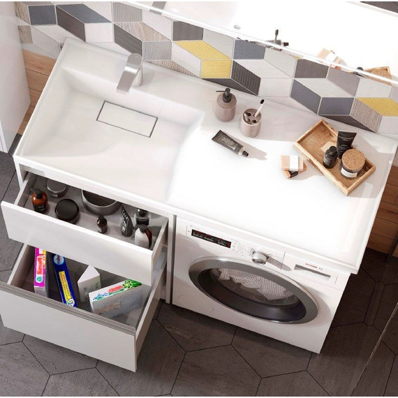 Тумба напольная с раковиной-столешницей Акватон Лондри 120 см 1A2359K1LH010 (раковина слева) - фото 7