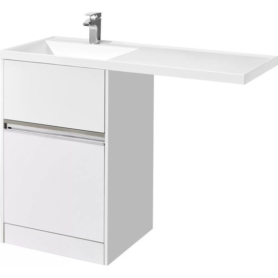 Тумба напольная с раковиной-столешницей Акватон Лондри 120 см 1A2359K1LH010 (раковина слева) - фото 