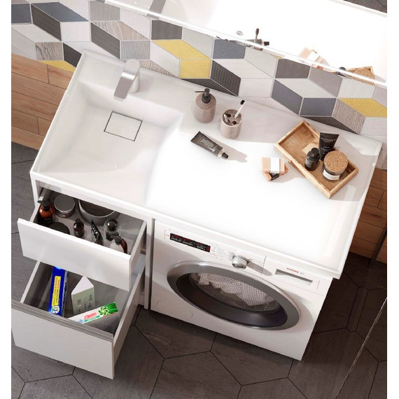 Тумба напольная с раковиной-столешницей Акватон Лондри 105 см 1A2360K0LH010 (раковина слева) - фото 6