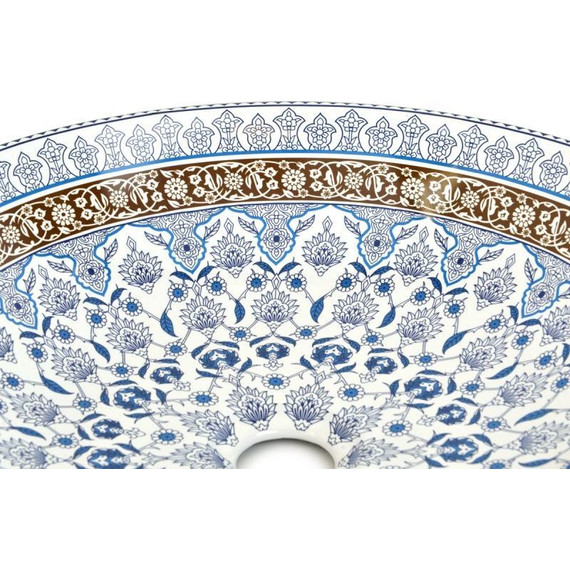 Раковина-чаша Bronze de Luxe Марракеш 40 см 1008, белый глянец с декором - фото 3