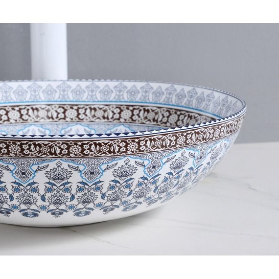 Раковина-чаша Bronze de Luxe Марракеш 40 см 1008, белый глянец с декором - фото 4