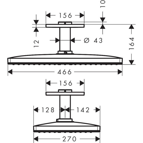 Верхний душ Hansgrohe Rainmaker Select 460 1jet 24002600, латунь/стекло, черный/хром - фото 2