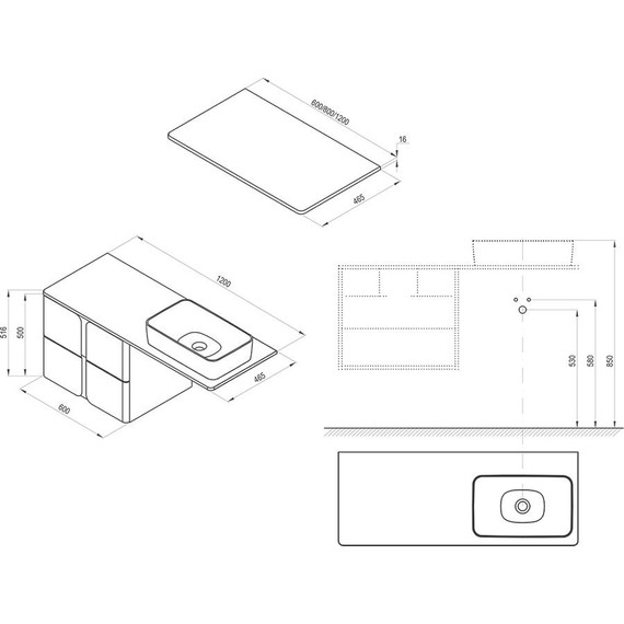 Тумба подвесная со столешницей Ravak Balance 1200 X000001366 (тумба SD Balance 600), белый - фото 5