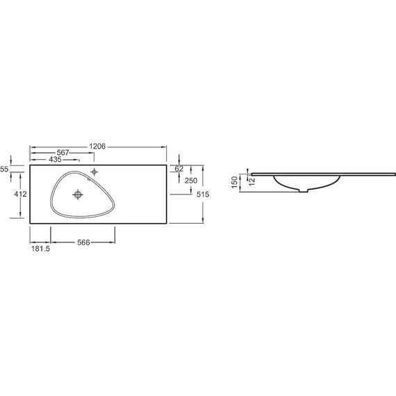 Раковина подвесная Jacob Delafon Nouvelle Vague 120 см EB3022-DE2, черный матовый - фото 2