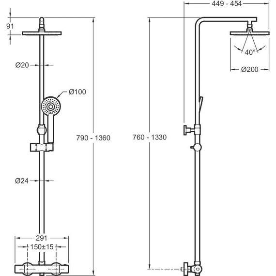 Душевая стойка с термостатом Jacob Delafon Marcel E25084-CP - фото 3
