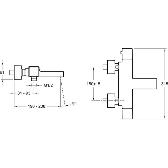 Смеситель для ванны с термостатом Jacob Delafon Strayt E9127-CP - фото 3