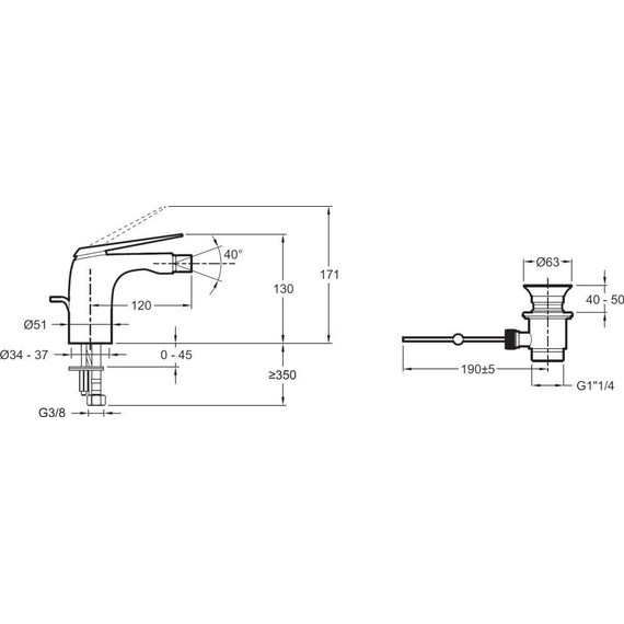 Смеситель для биде Jacob Delafon Avid E97014-CP - фото 2