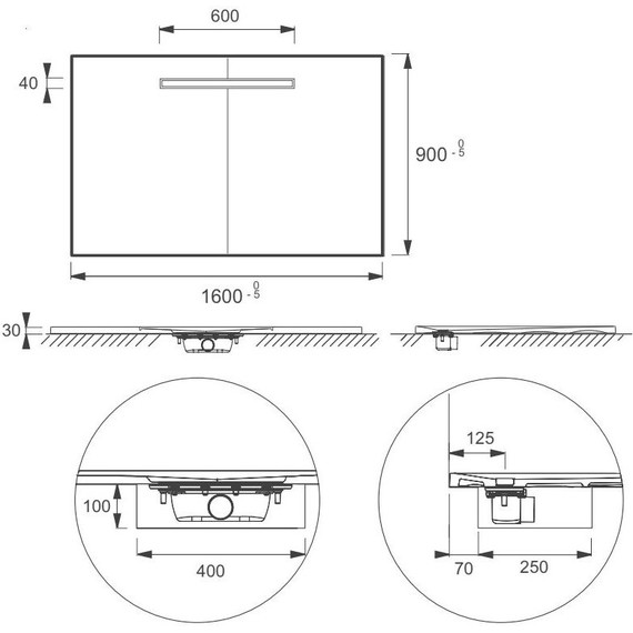 Каменный поддон Jacob Delafon Surface 160х90 см E62632-SS2 - фото 3