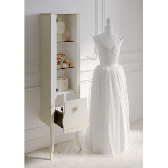 Пенал напольный Aqwella Clarberg Borgia 48 см BOR0548BG, универсальный, слоновая кость/патина золото - фото 2