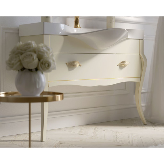 Тумба напольная с раковиной Aqwella Clarberg Borgia 110 см BOR0111BG, слоновая кость/патина золото - фото 3