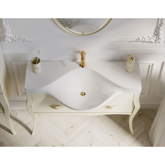 Тумба напольная с раковиной Aqwella Clarberg Borgia 110 см BOR0111BG, слоновая кость/патина золото - фото 4