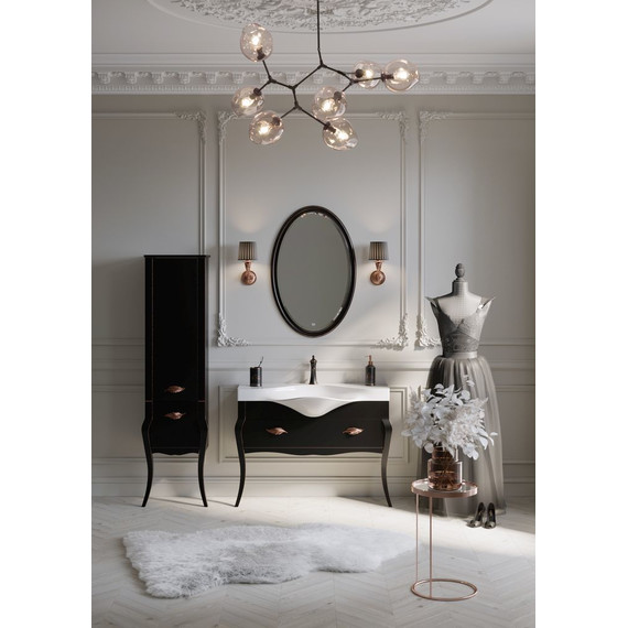 Тумба напольная с раковиной Aqwella Clarberg Borgia 110 см BOR0111BLK, черный матовый/патина медь - фото 3