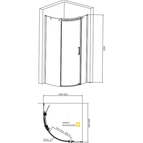 Душевое ограждение Jacob Delafon Contra 90х90 см L E22R90L-GA (стекло 8 мм), хром/прозрачное - фото 2