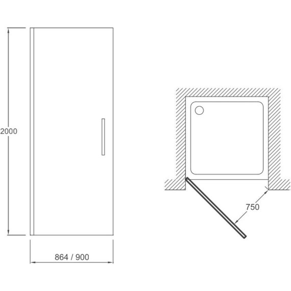 Душевая дверь Jacob Delafon Contra 90 см E22T90-GA, хром/прозрачное - фото 2