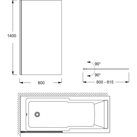 Шторка для ванны Jacob Delafon Struktura 80 см E6D042-GA, хром/прозрачное - фото 3
