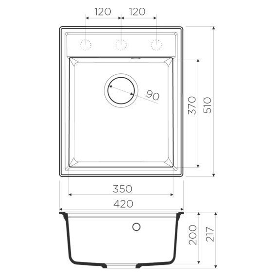 Кухонная мойка Omoikiri Daisen 42-PA 4993602, пастила, Цвет производителя: пастила - фото 3