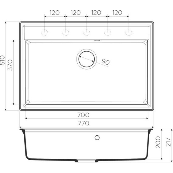 Кухонная мойка Omoikiri Daisen 77-BL 4993630, чёрный, Цвет производителя: чёрный - фото 2