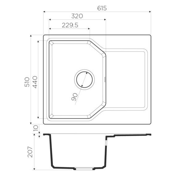 Кухонная мойка Omoikiri Yonaka 61-GR 4993636, leningrad grey, Цвет производителя: Leningrad Grey - фото 2