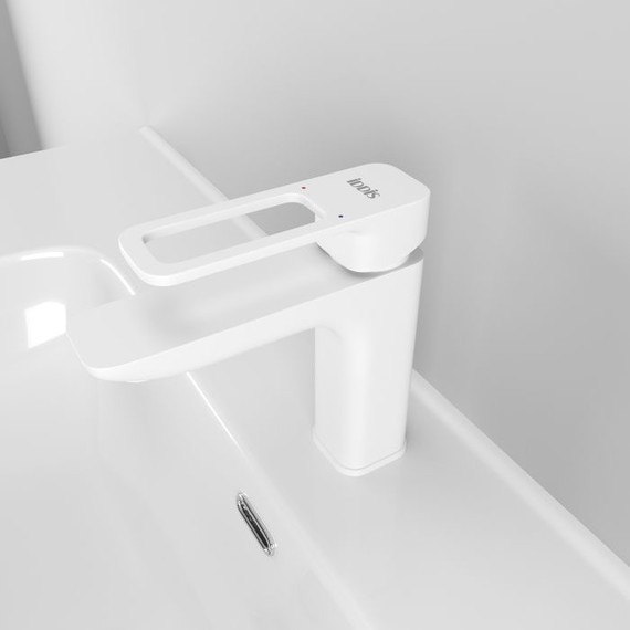 Смеситель для раковины Iddis Slide SLIWT00i01, белый матовый - фото 2