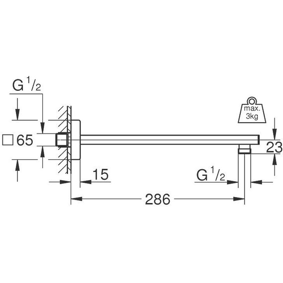 Кронштейн стеновой для верхнего душа Grohe Rainshower neutral 286 мм 27709000 - фото 3