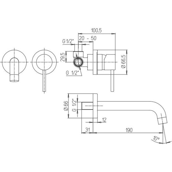 Смеситель для раковины настенный Paini Cox 78PZ208, чёрный матовый - фото 5