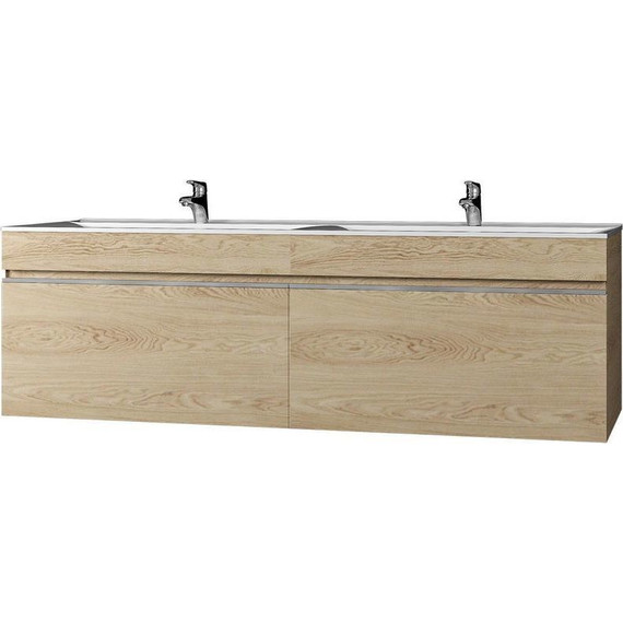 Тумба подвесная с раковиной Velvex Pulsus 140 см tpPUL.140-25, дуб сонома - фото 