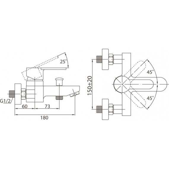 Смеситель для ванны BelBagno Tanaro TAN-VASM-CRM - фото 2