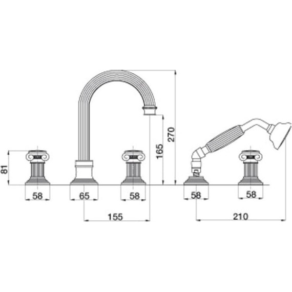 Смеситель для ванны Cezares OLIMP-BVD-02-Sw, бронза - фото 3