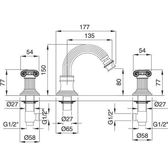 Смеситель для биде Cezares OLIMP-BBS2-02-M, бронза - фото 2