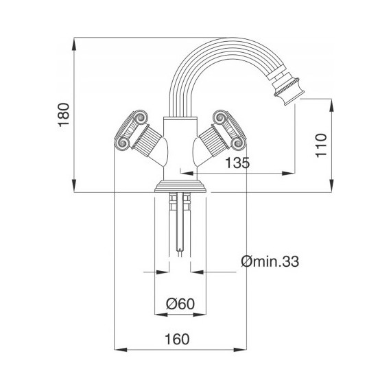 Смеситель для биде Cezares OLIMP-BS2-03/24-M, золото - фото 2
