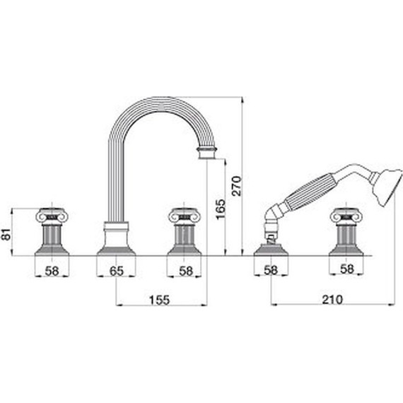 Смеситель для ванны Cezares APHRODITE-BVD-03/24-S1, золото, Цвет производителя: золото - фото 2