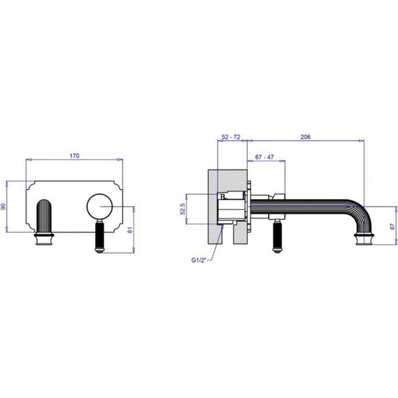 Смеситель для раковины настенный Cezares OLIMP-BLSM2-01-L, Цвет производителя: хром - фото 2