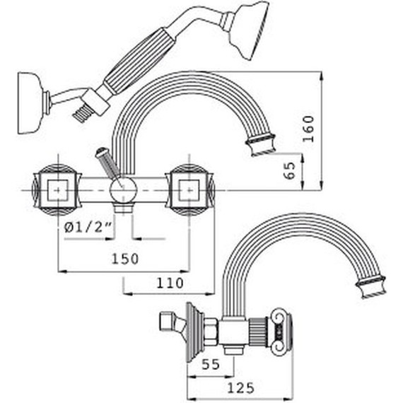 Смеситель для ванны Cezares APHRODITE-V-02-Sw, бронза, Цвет производителя: бронза - фото 3