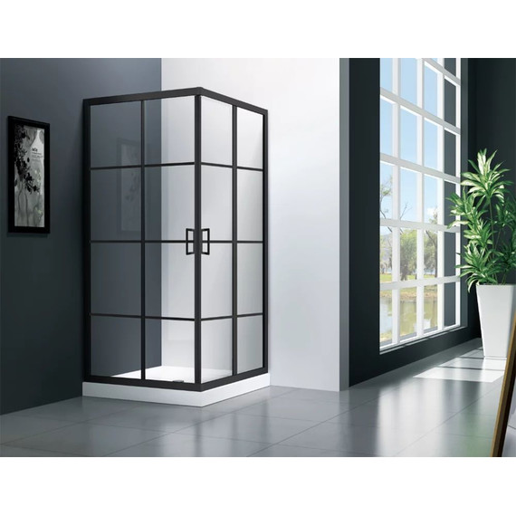 Душевое ограждение Veconi Rovigo 90x90 см RV09-90-01-C7, чёрный/прозрачное - фото 2