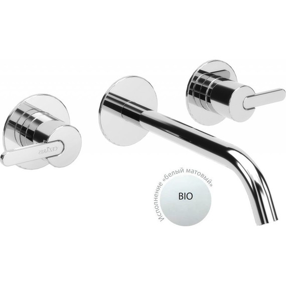 Смеситель для раковины настенный Cezares LEAF-BLI3L-BIO, белый матовый, Цвет производителя: белый матовый - фото 