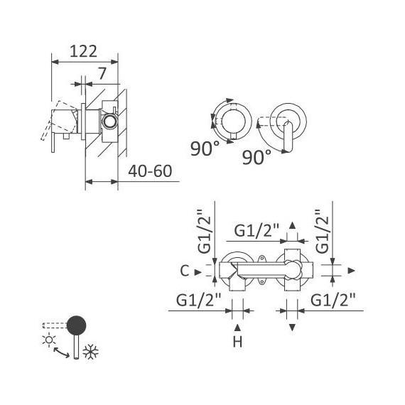 Смеситель для ванны Cezares LEAF-VDIM3-NOP, черный матовый, Цвет производителя: чёрный матовый - фото 2