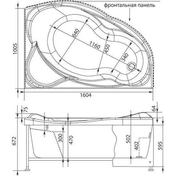 Ванна акриловая Aquanet Jamaica 160x100 см 203987 R - фото 23