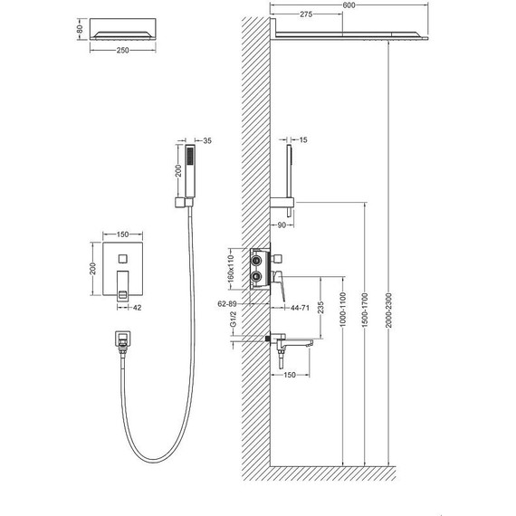 Душевая система для ванны Timo Briana SX-7119/03SM, черный - фото 17