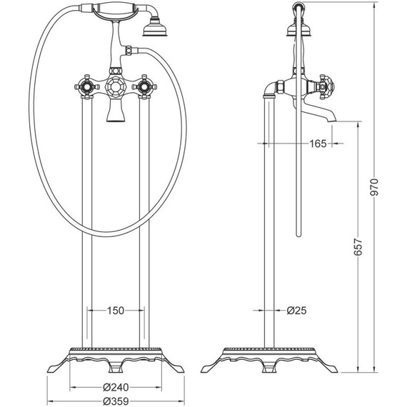 Смеситель для ванны Timo Nelson 1900/03Y-CR, черный матовый - фото 4