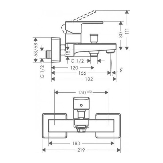 Смеситель для ванны Hansgrohe Vernis Shape 71450000 - фото 2